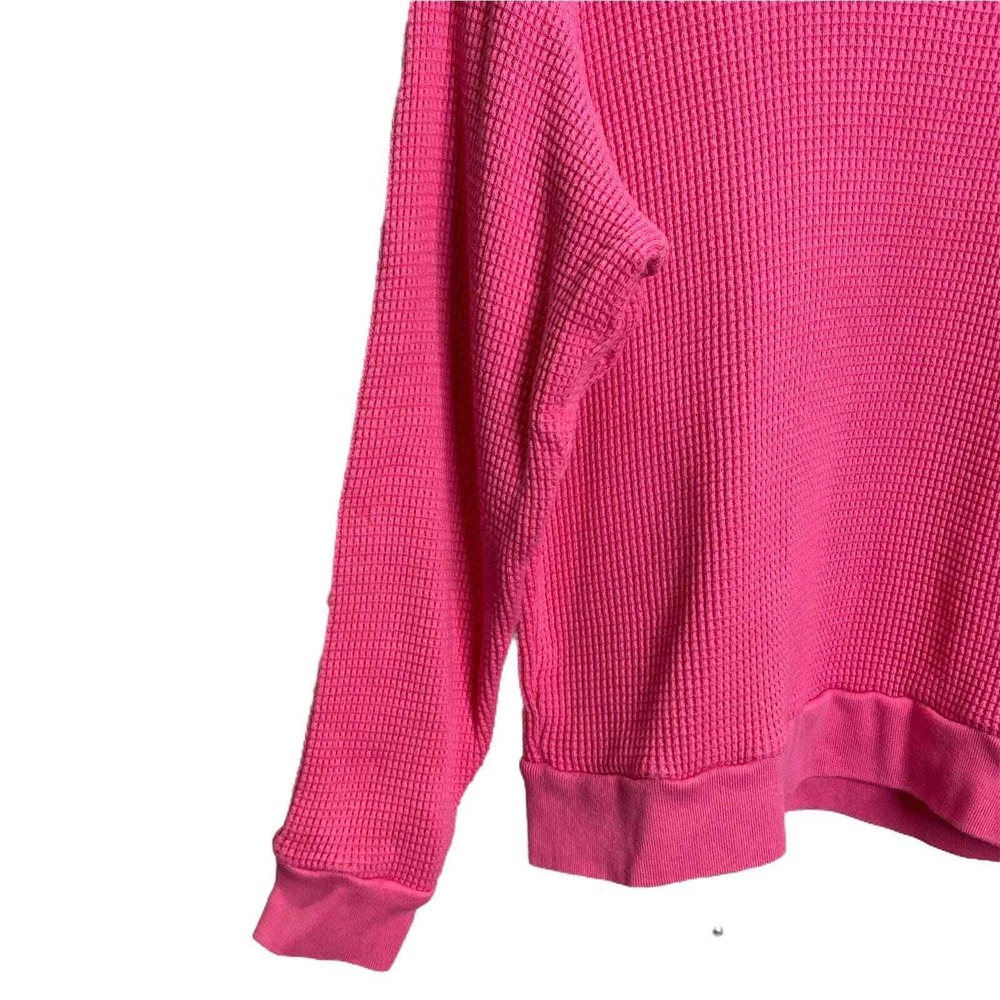 J.Crew Womens M Hot Pink Waffle Knit Cotton Crewneck Sweatshirt Pullover Casual - Picture 5 of 8